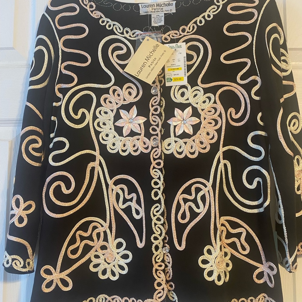 Lauren Michelle jacket. Size: PM. Color:   Black trimmed in white and pink